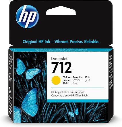 HP 712 - Cartucho de tinta amarillo (1.0 fl oz, 3ED68A) para Plotter DesignJet T650, T630, T230, T210 y Studio