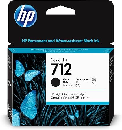HP 712 - Cartucho de tinta negro (2.7 fl oz, 3ED71A) para Plotter DesignJet T650, T630, T230, T210 y Studio