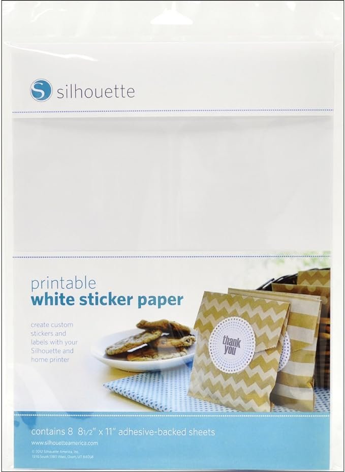 Silhouette Papel blanco adhesivo para imprimir (8 pack)